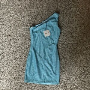 Superdown Blue One Shoulder Bodycon Dress